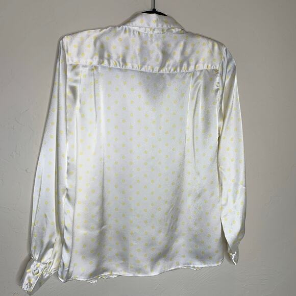 J.H. Collectibles Satin Polka Dot Blouse White Yellow Sz 6 - Picture 6 of 8